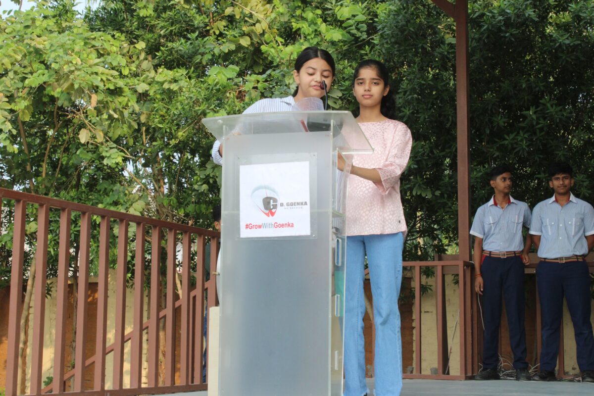 assembly was conducted by Class VIII-A at''9